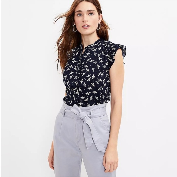 LOFT Tops - NWT Loft Navy Bee Print Top